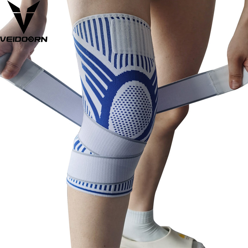 Crossfit Gear For Men - 1PC ผู้ชายการบีบอัดกีฬา Crossfit เข่า Pads ฟิตเนสเกียร์ยืดหยุ่นบาสเกตบอลวอลเลย์บอลเข่ารั้งสายรัดยาว