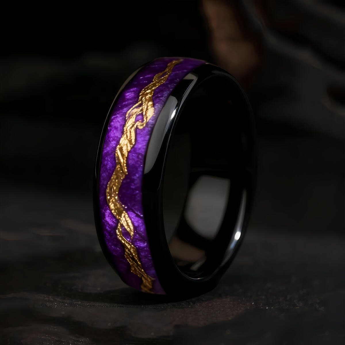 แหวนแฟชั่นผู้ชายสีดำ สแตนเลสสต - Gymnastic Ring Wood บทวิจารณ์และราคา